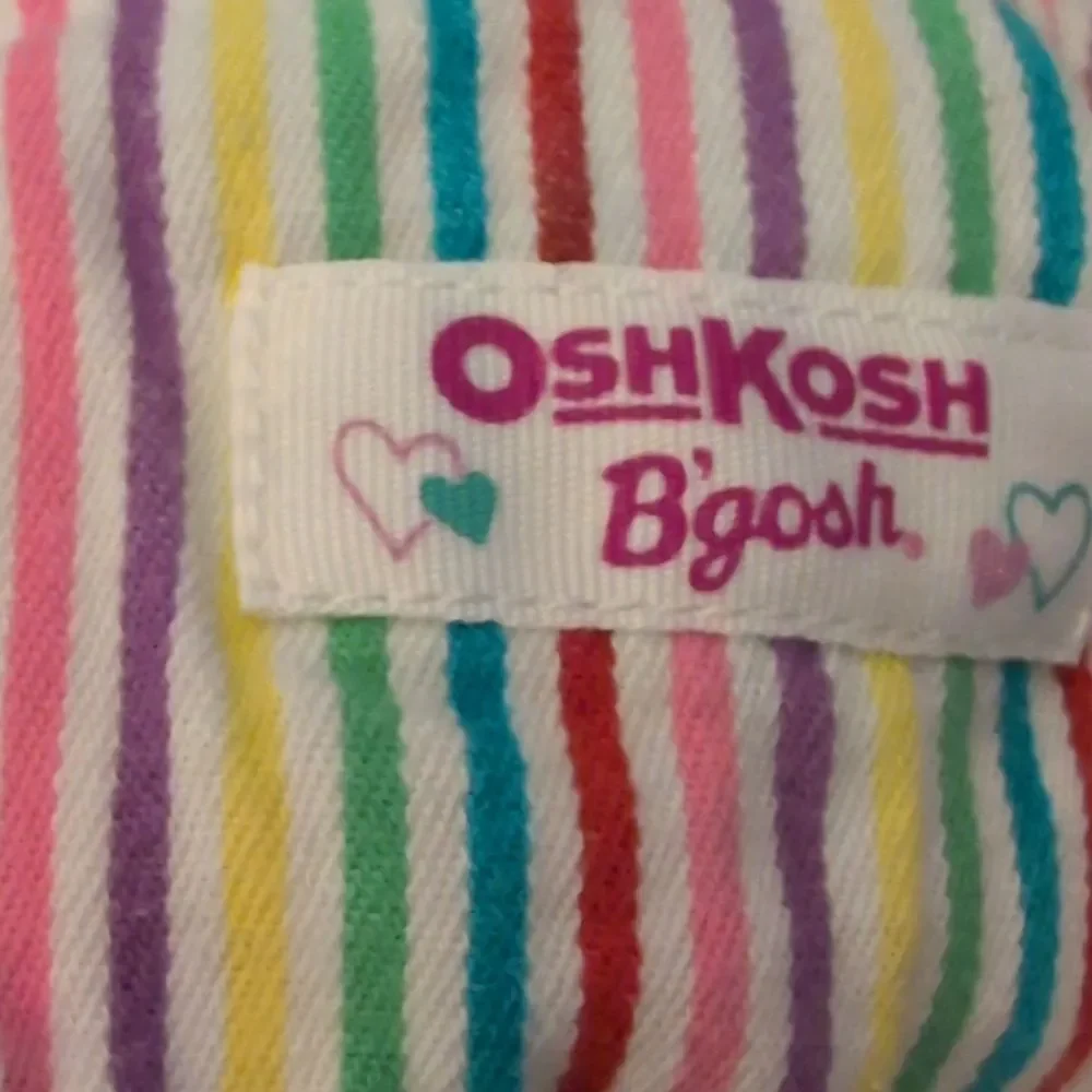 Oshkosh B'gosh Y2K Rainbow Striped Floral Embroidered Overall Dress Size‎ 18 mos